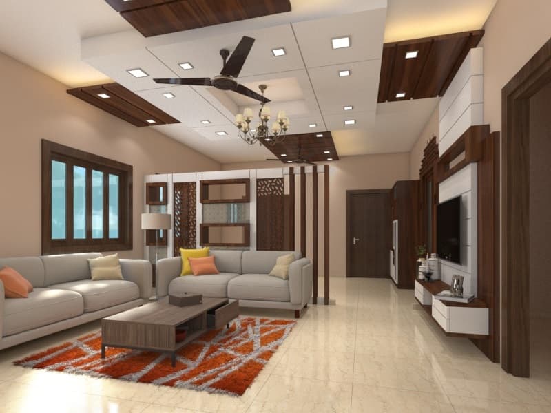 Elegant Living Room With Statement Partition Screen