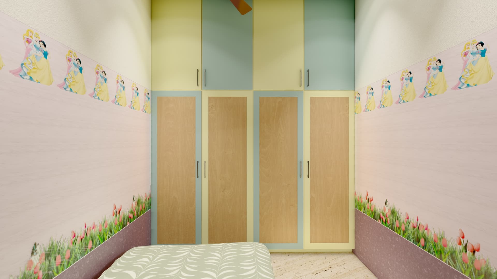Playful Kids' Bedroom With Custom Wardrobe